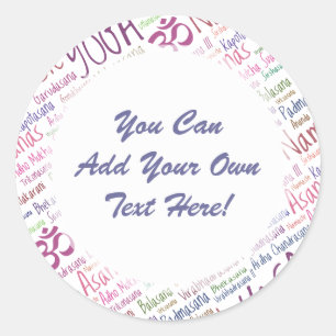 Elegantes lila Yoga bringt Wort-Wolken-Muster in Runder Aufkleber