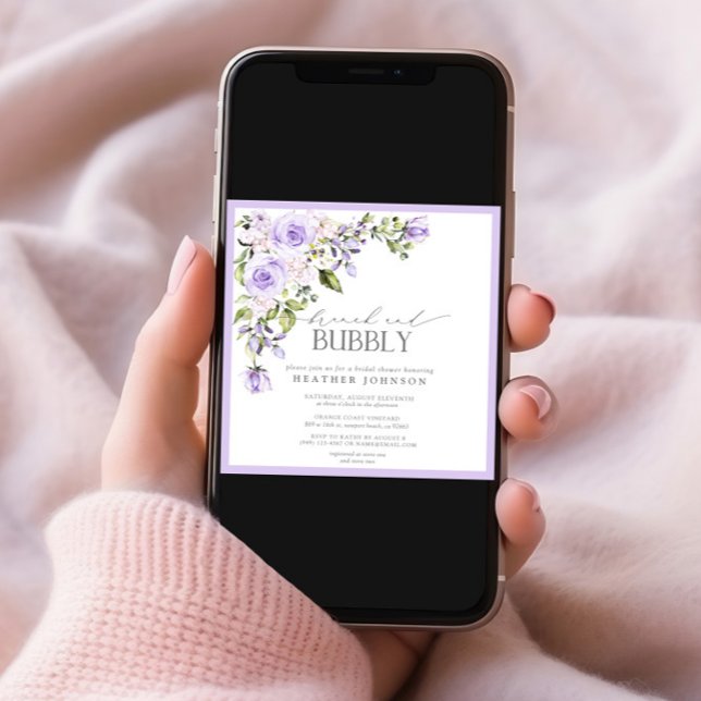 Elegantes Lilac Floral Brunch & Bubbly Brautparty Einladung (Von Creator hochgeladen)
