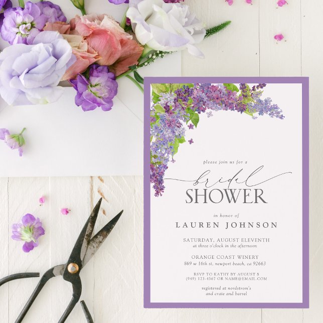 Elegantes Lilac Watercolor Brautparty Einladung (Bridal Shower Invitation!)