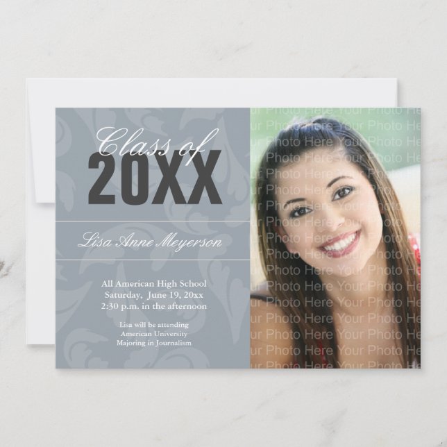 Elegantes Locken-Muster: Silber Einladung (Vorderseite)