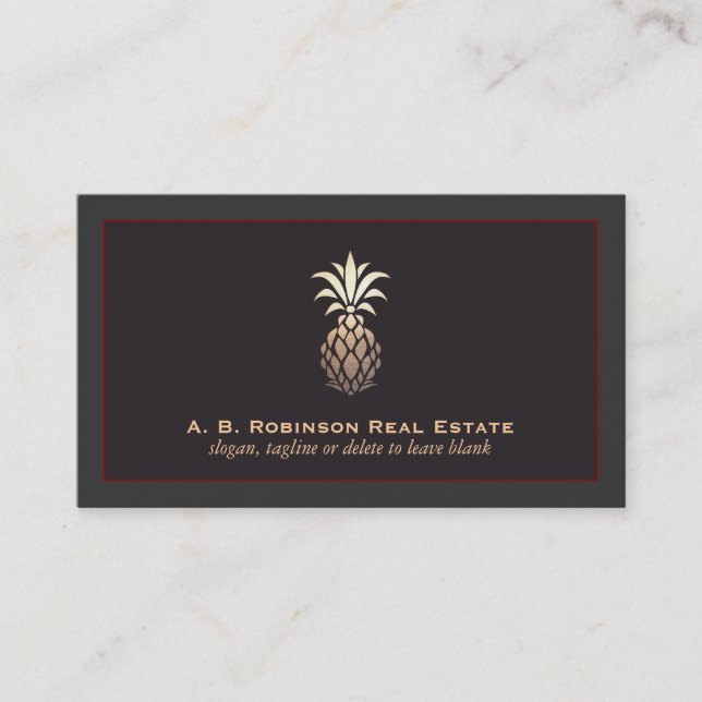 Elegantes Logo der Immobilienagentur Ananas Visitenkarte (Vorderseite)