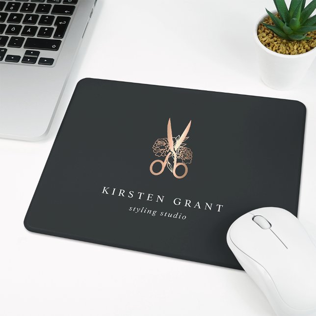 Elegantes Logo des Salons für Kupferflorscheren Mousepad (Von Creator hochgeladen)