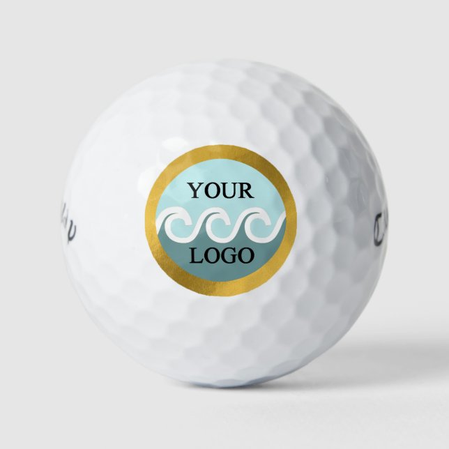 Elegantes Logo Firma Goldfolie Rahmen Golfball (Vorderseite)