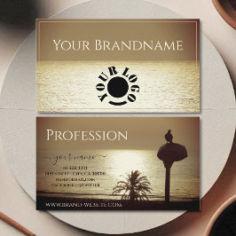 Elegantes Logo für Beige Ocean Light Brown Sunset Visitenkarte