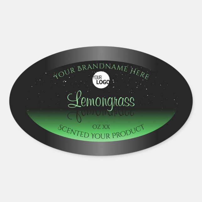 Elegantes Logo für den Glitzer "Black and Green Pr Ovaler Aufkleber (Vorderseite)