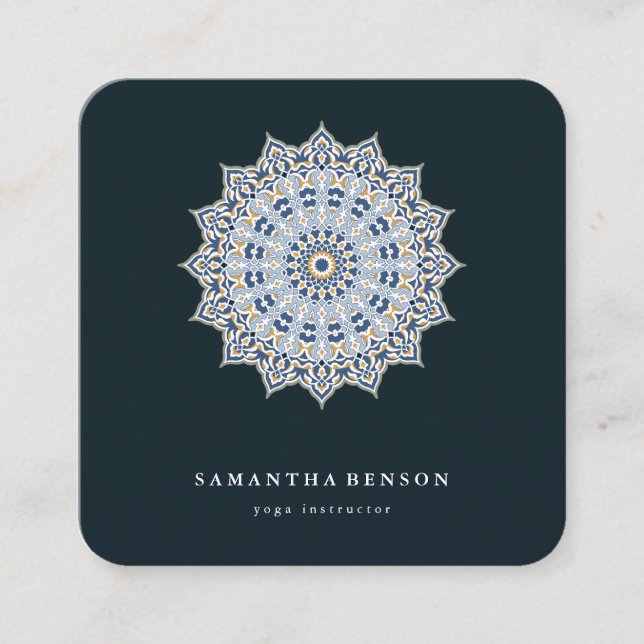 Elegantes Logo für die Blume des Aquarelllotus Yog Quadratische Visitenkarte (Vorderseite)