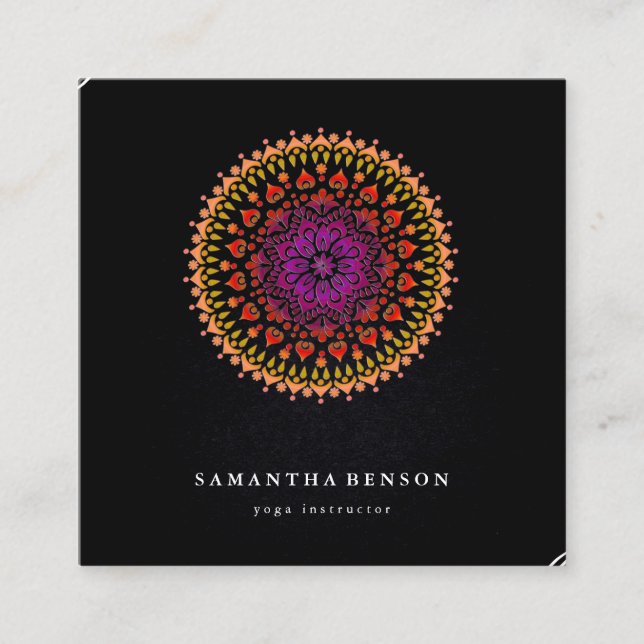 Elegantes Logo für die Blume des Aquarelllotus Yog Quadratische Visitenkarte (Vorderseite)