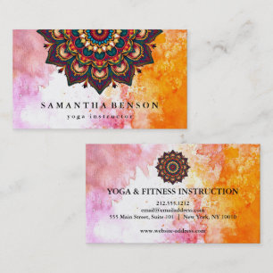 Elegantes Logo für die Blume des Aquarelllotus Yog Visitenkarte