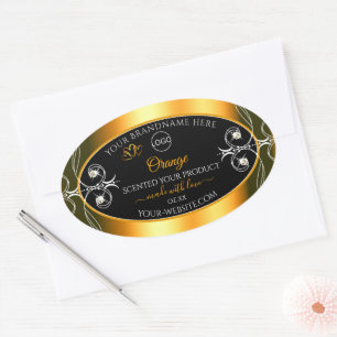 Elegantes Logo für Orange Black Glamour Product La Ovaler Aufkleber