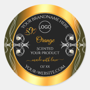 Elegantes Logo für Orange Black Glamour Product La Runder Aufkleber