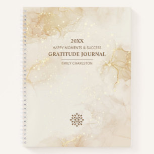 Elegantes Logo Gold Beige Wasserfarbe Dankbarkeit Notizbuch