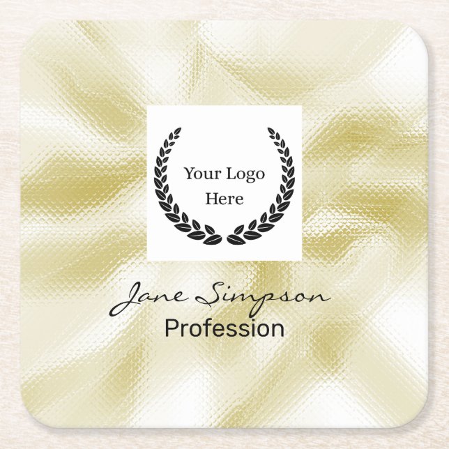 Elegantes Logo Gold Textur Rechteckiger Pappuntersetzer (Vorderseite)