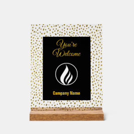 Elegantes Logo, goldene Punkte schwarz Acrylschild
