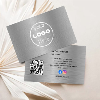 Elegantes Logo Metall aus Aluminium, silberfarben Visitenkarte