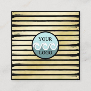 Elegantes Logo, schwarze Goldfolie gestreift Quadratische Visitenkarte