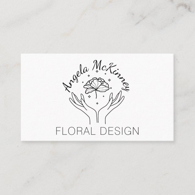 Elegantes Logo von Boho Hands & Blume Florist Visitenkarte (Vorderseite)