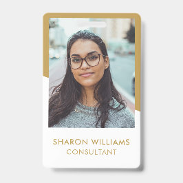 Elegantes Logo von White and Gold Employee Foto Co Ausweis