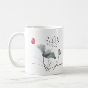 Elegantes Lotus-Blume Zeichnen inspirierender Zita Kaffeetasse