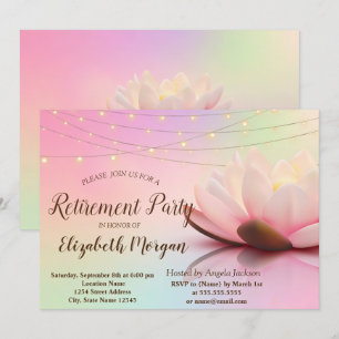 Elegantes Lotus String Lights Retirement-Party Einladung