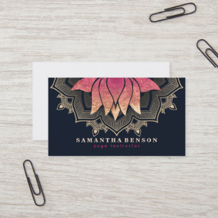 Elegantes Lotusblumen-Mandala-Logo Yoga-Trainer Visitenkarte