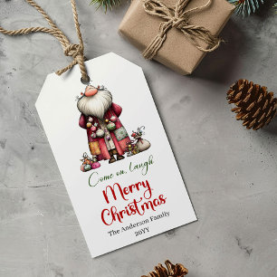 Elegantes lustiges Weihnachtsmann-Geschenk-Tag rot Geschenkanhänger