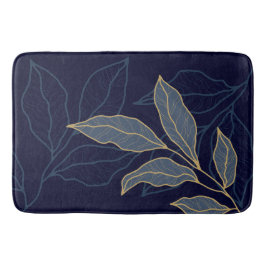 Elegantes Luxurious Blue Navy Gold Leaf Badematte