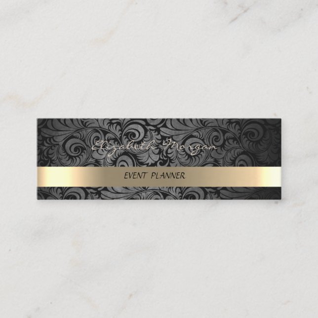 Elegantes Luxus, Damask, Imitate Gold Mini Visitenkarte (Vorderseite)