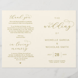 Elegantes Luxus-Gold, faltbare Hochzeitsprogramme