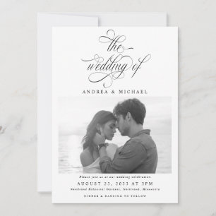 Elegantes Luxus-Kalligrafie-Script-Foto Hochzeit Einladung