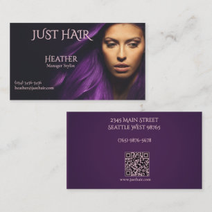 Elegantes Luxus-Lila-Frisörsalon-Foto Visitenkarte