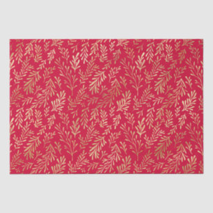 Elegantes Luxus Red Gold Leaf Muster Weihnachten Seidenpapier