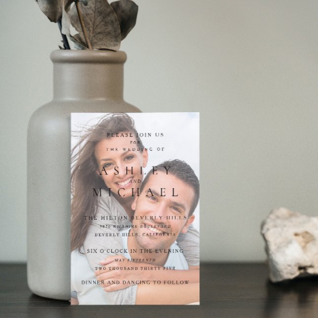Elegantes Luxus Vellum 2 Foto Schwarz-weiß Hochzei Einladung (Your Dream Wedding Awaits! Invite in Style 🌹💒 [Customize Your Invite])