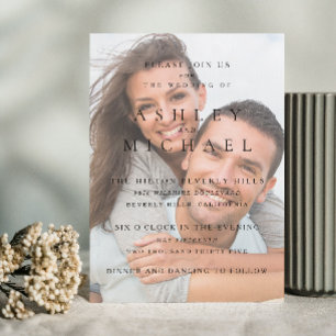 Elegantes Luxus Vellum Foto Black & White Wedding Einladung