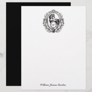 Elegantes Luxus Vintag Pferd Reittier Monogramm Briefbogen