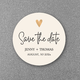 Elegantes Luxus White Gold Herz Save the Date Runder Aufkleber