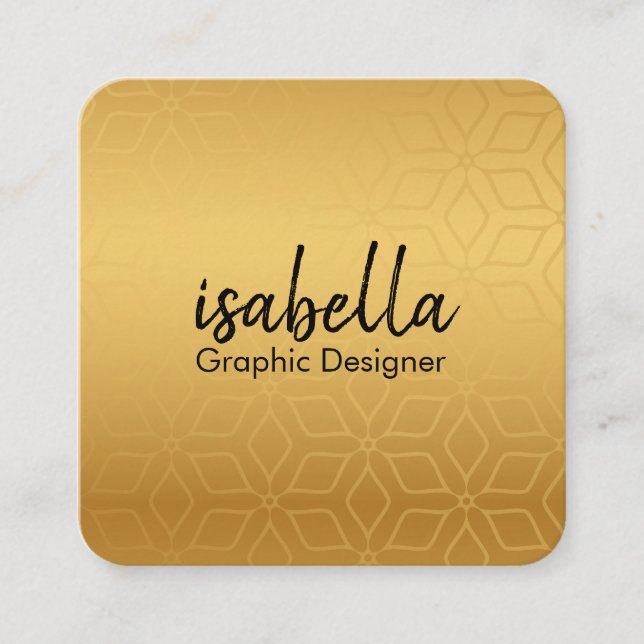 Elegantes Luxusgold Moderner quadratischer Schwarz Quadratische Visitenkarte (Vorderseite)