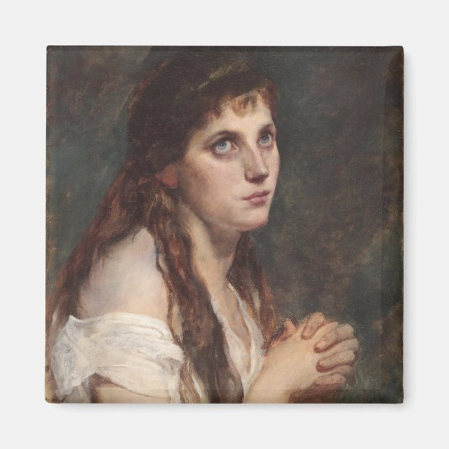 Elegantes Mädchen mit geklappten Händen (Vintage K Magnet (Vorne)