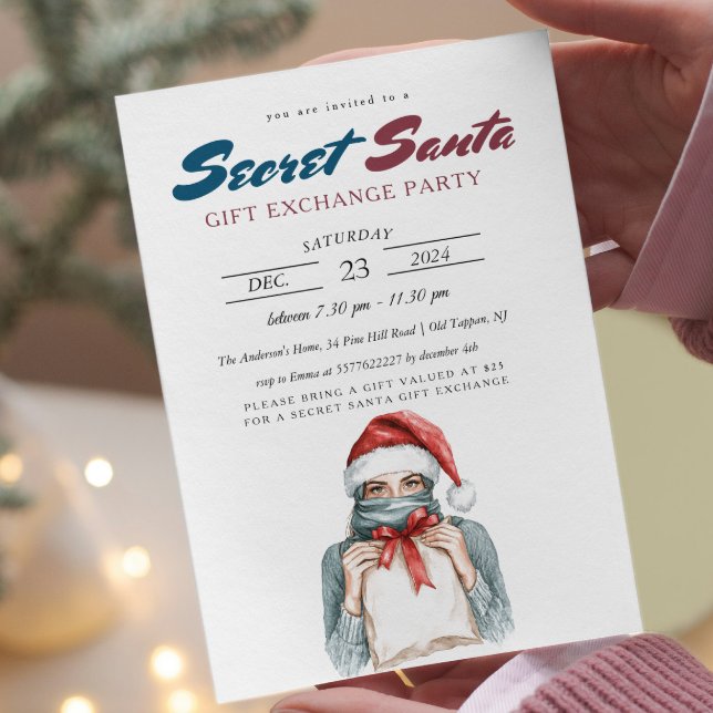 Elegantes Mädchen mit Kopftuch Geheimnis Santa Par Einladung (Von Creator hochgeladen)