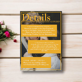 Elegantes Magazin Cover Yellow Modern Foto Wedding Begleitkarte