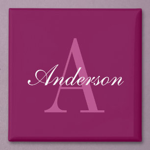 Elegantes Magenta-Rot, Rosa & Weiß Name & Monogram Magnet