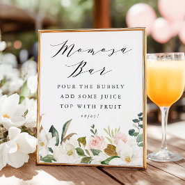 Elegantes Magnolia Baby Dusche Momosa Bar Sign Poster