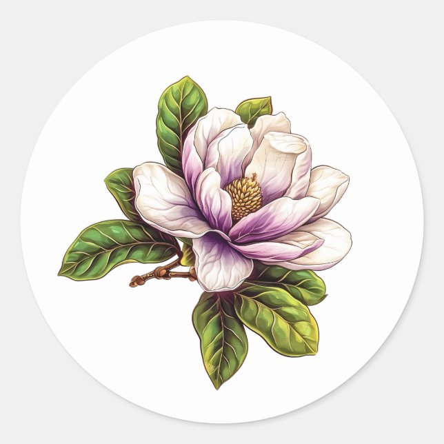 Elegantes Magnolia Blume Sticker Set (Vorderseite)