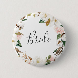 Elegantes Magnolia Bride Brautparty Button