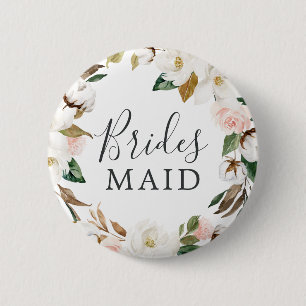 Elegantes Magnolia Bridesmaid Brautparty Button