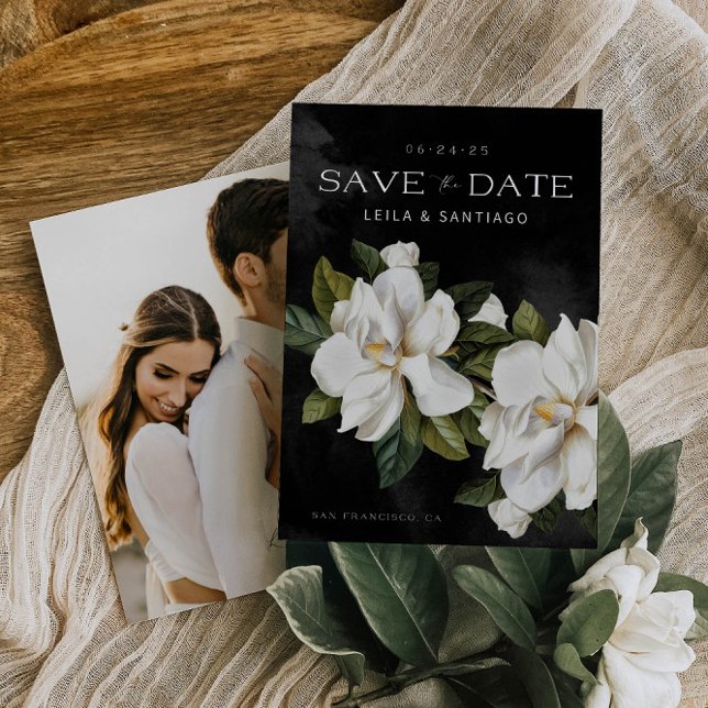 Elegantes Magnolia-Foto Save the Date (Von Creator hochgeladen)