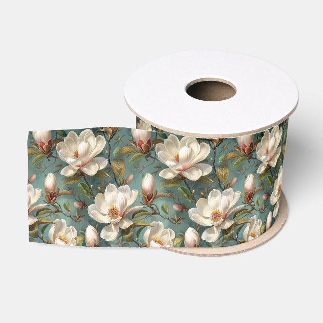 Elegantes Magnolia Muster Ripsband (Spule)