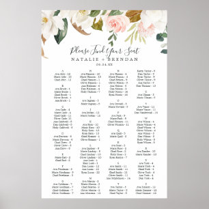 Elegantes Magnolia Weißes Alphabetisches Seekarte Poster