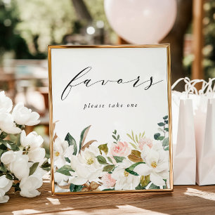 Elegantes Magnolien-Baby-Shower-Gastgeschenke-Schi Poster