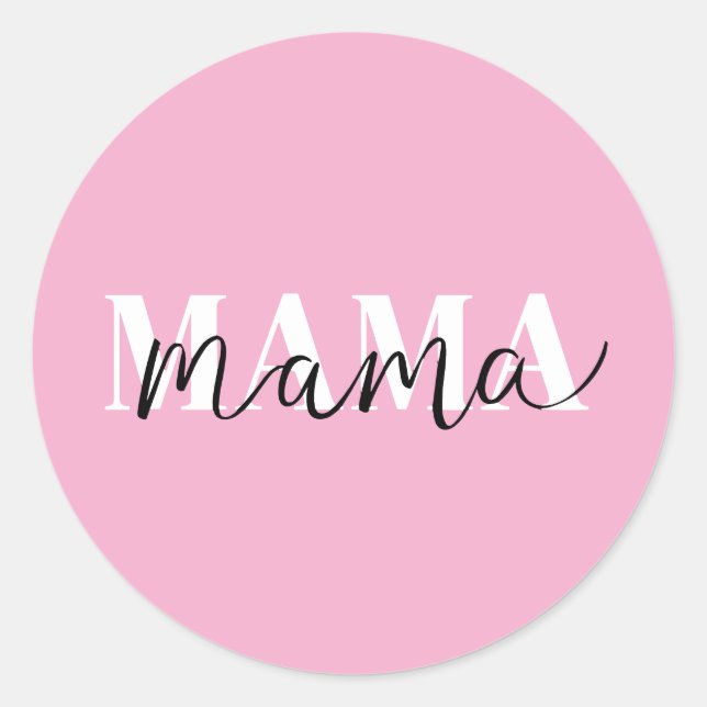 Elegantes "Mama" Modernes Design für Mütter Runder Aufkleber (Vorderseite)