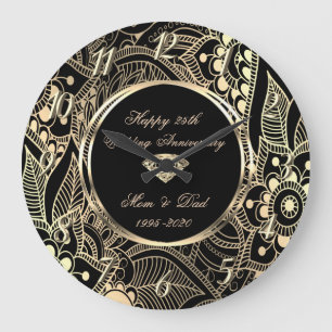 Elegantes Mandala 25. Hochzeitstag Große Wanduhr